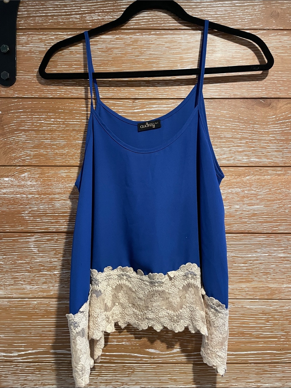 Audrey 3+1 Royal Blue Cami with Cream Lace Trim